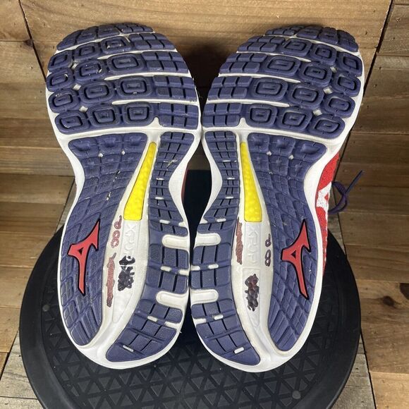 Mizuno Running Shoes Womens 8.5 Wave Sky Sneakers Red Knit Road Training Workout - Picture 9 of 10